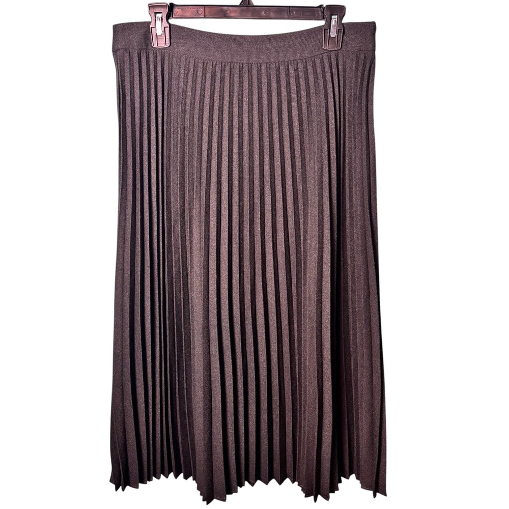 LOFT Petites Pleated Midi Skirt Womens 10P Gray Career‎ Casual Elegant